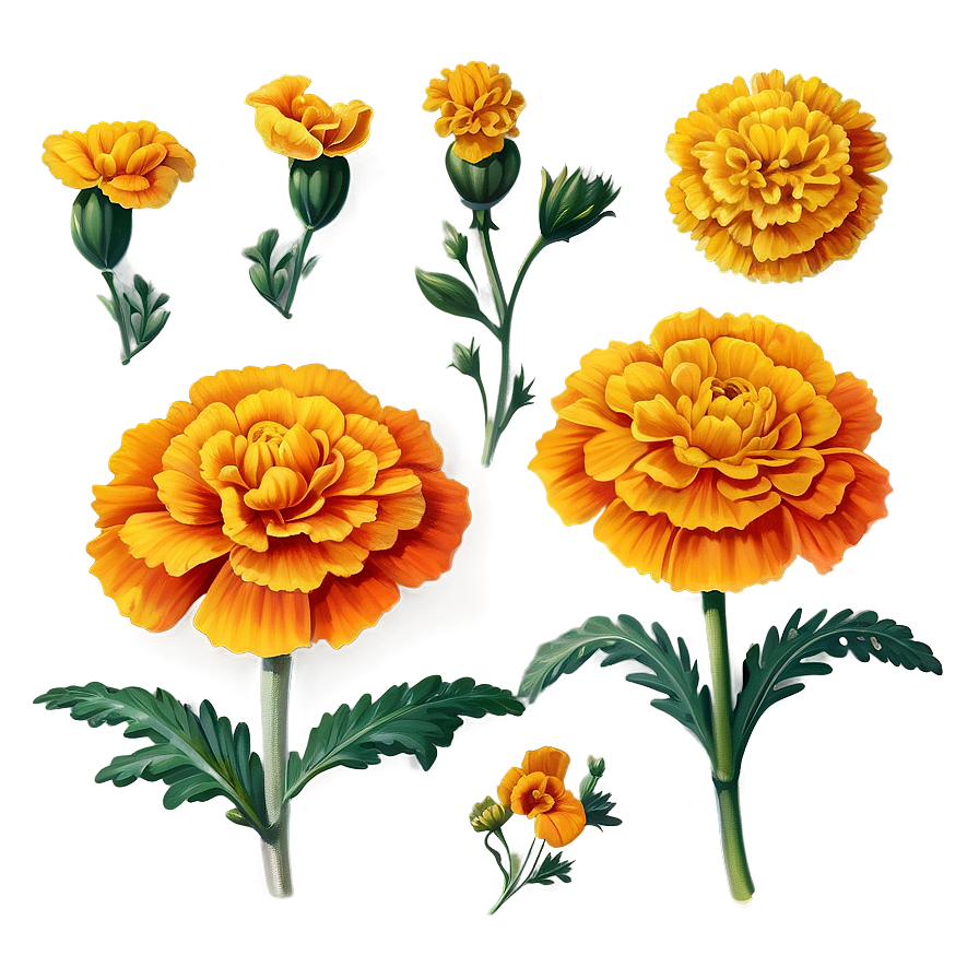 Vintage Marigolds Png 73 PNG Image