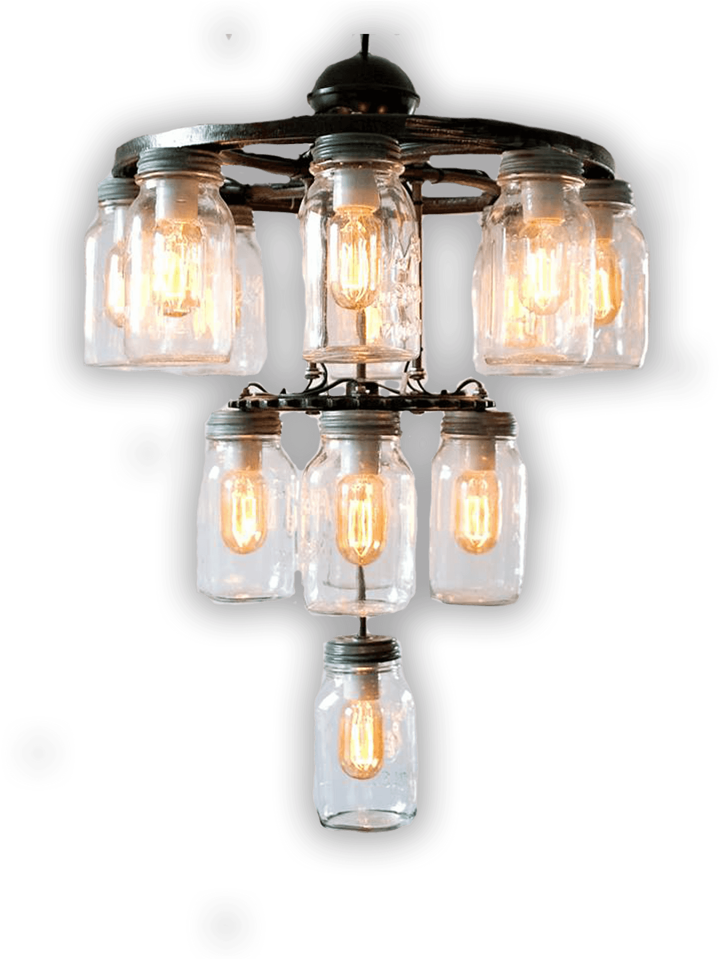 Vintage Mason Jar Chandelier PNG Image