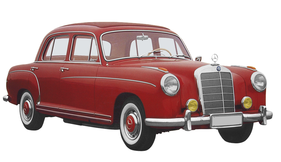 Vintage Mercedes Benz Red Sedan PNG Image