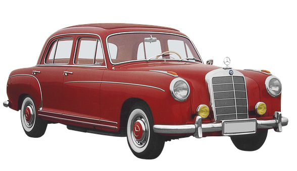 Vintage Mercedes Benz Red Sedan PNG Image