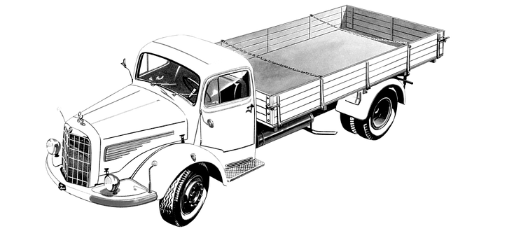 Vintage Mercedes Truck Illustration PNG Image