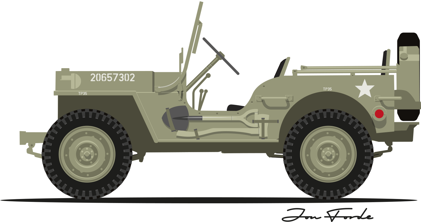 Vintage Military Jeep Illustration PNG Image