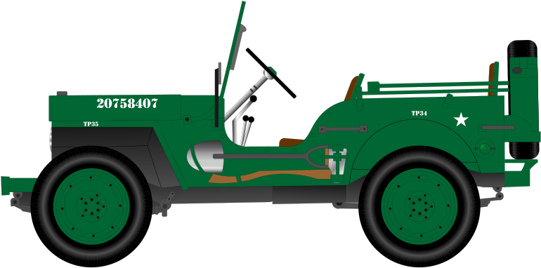 Vintage Military Jeep Side View PNG Image