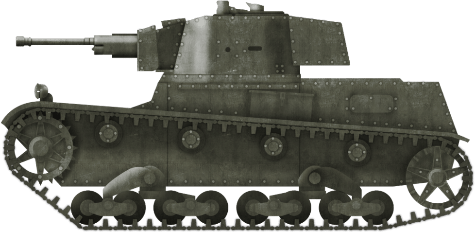 Vintage Military Tank Side View PNG Image