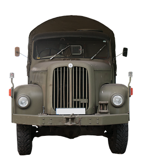 Vintage Military Truck Front View PNG Image