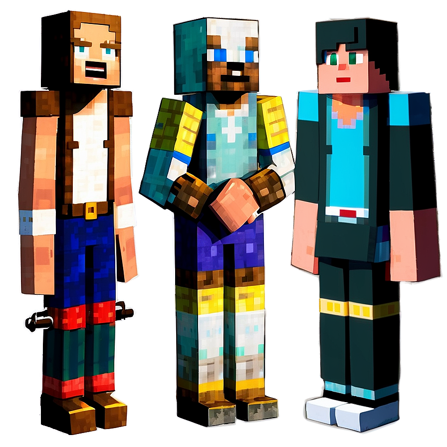 Vintage Minecraft Characters Png Wfa90 PNG Image