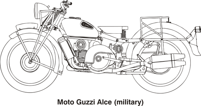 Vintage Moto Guzzi Alce Military Motorcycle PNG Image