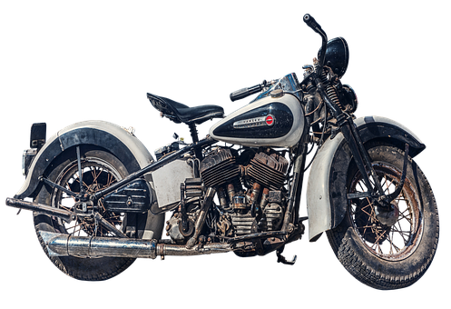 Vintage Motorcycle Blackand White PNG Image