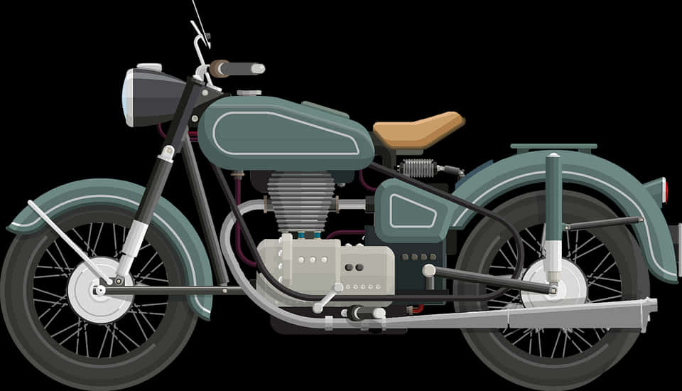 Vintage Motorcycle Illustration PNG Image