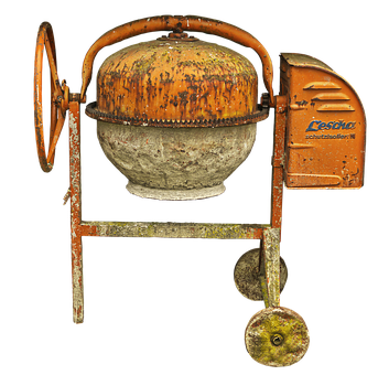 Vintage Orange Concrete Mixer PNG Image