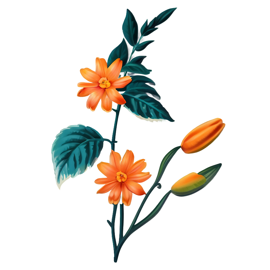 Vintage Orange Flower Png Dpn25 PNG Image