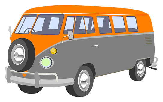 Vintage Orangeand Grey Bus Illustration PNG Image