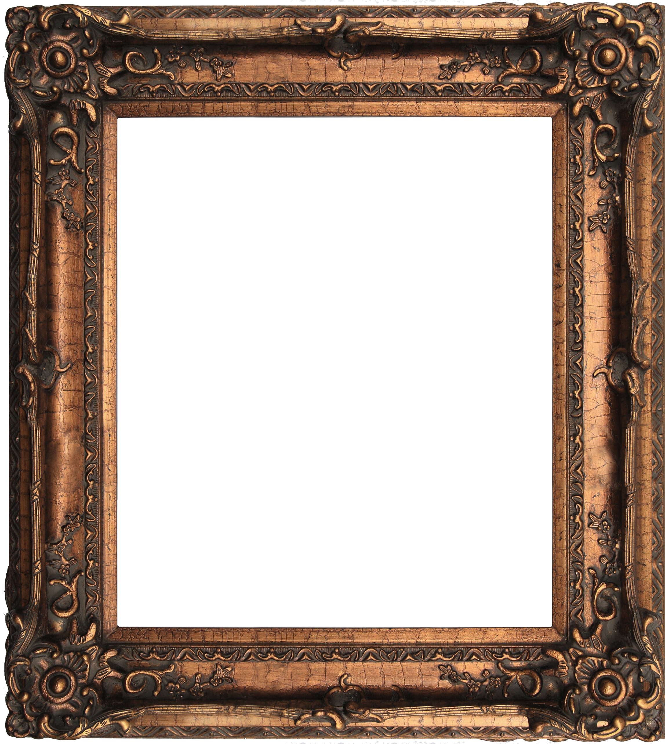 Vintage Ornate Wooden Photo Frame PNG Image