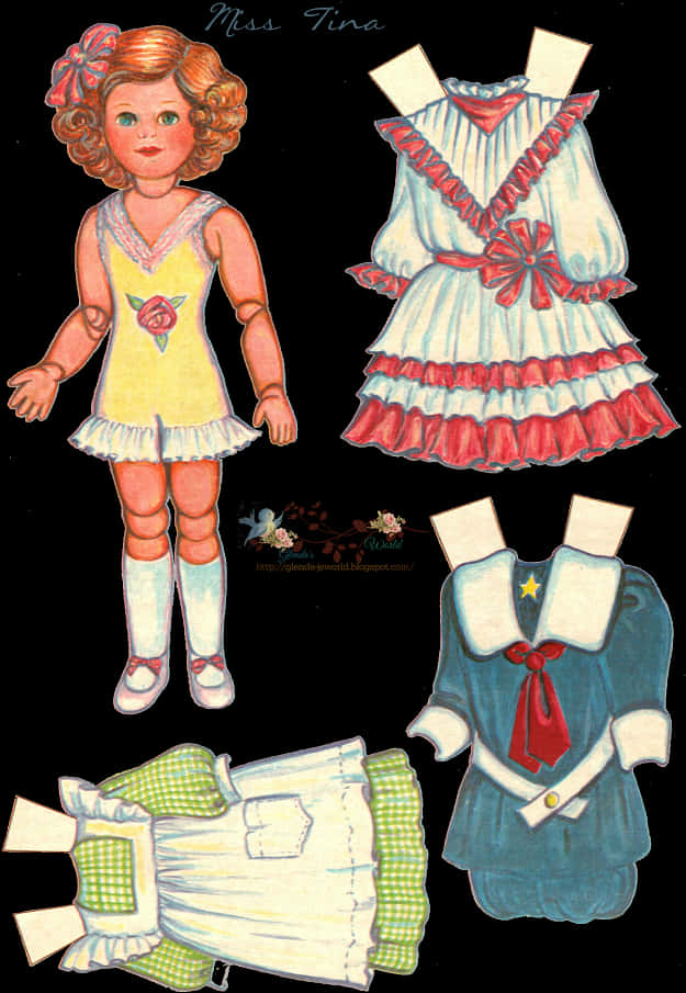 Vintage Paper Doll Miss Tina PNG Image