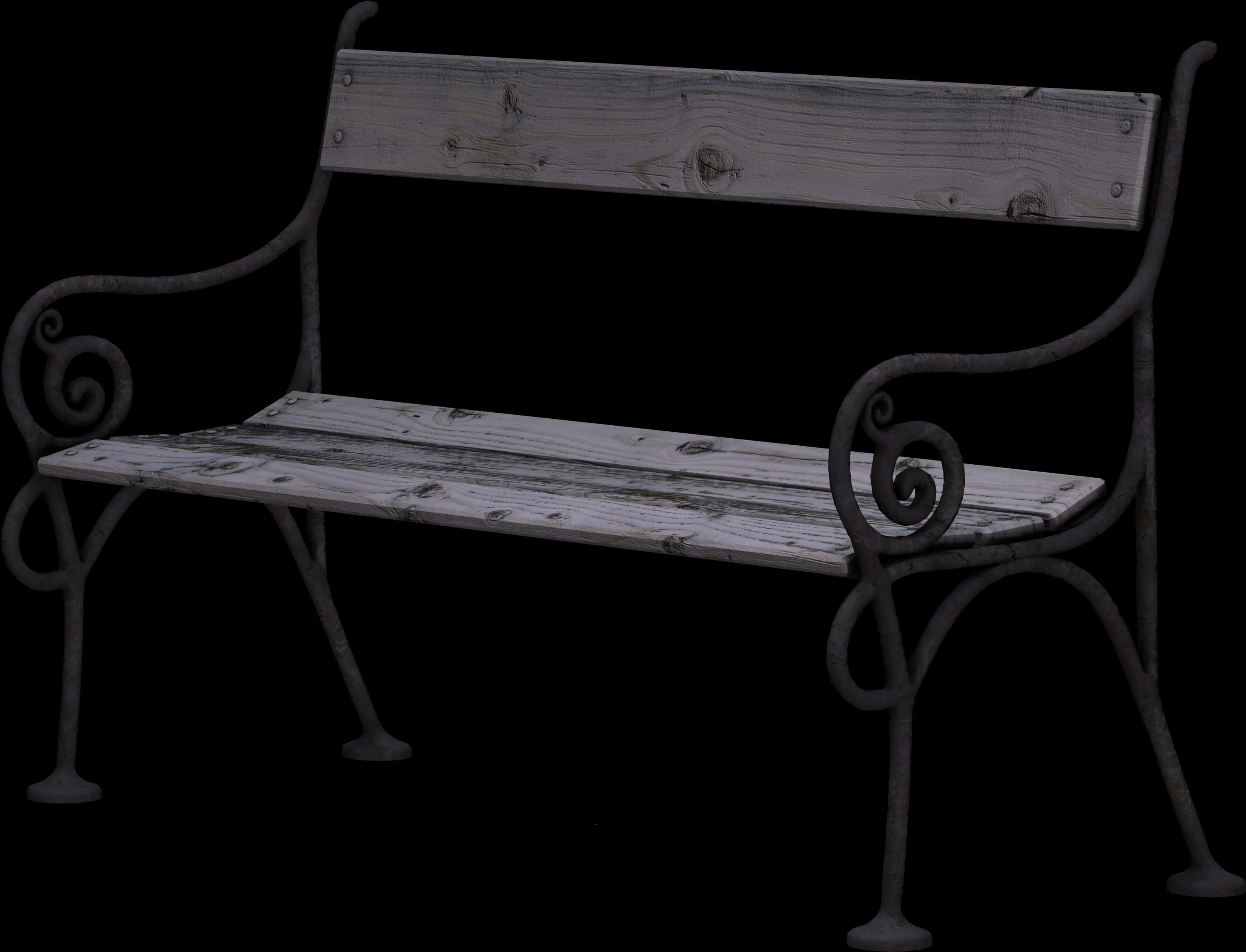 Vintage Park Bench Isolated PNG Image