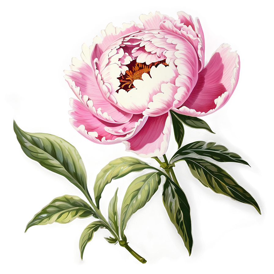 Vintage Peony Graphic Png 5 PNG Image