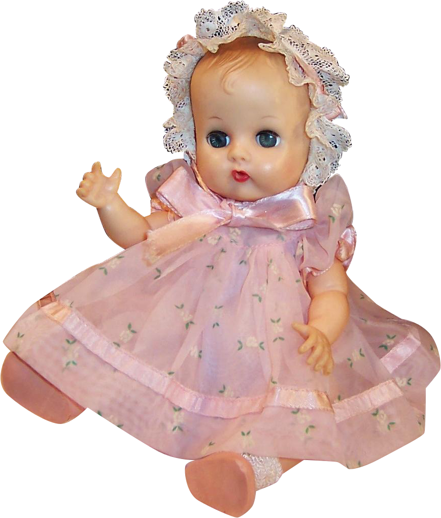 Vintage Pink Dress Doll PNG Image