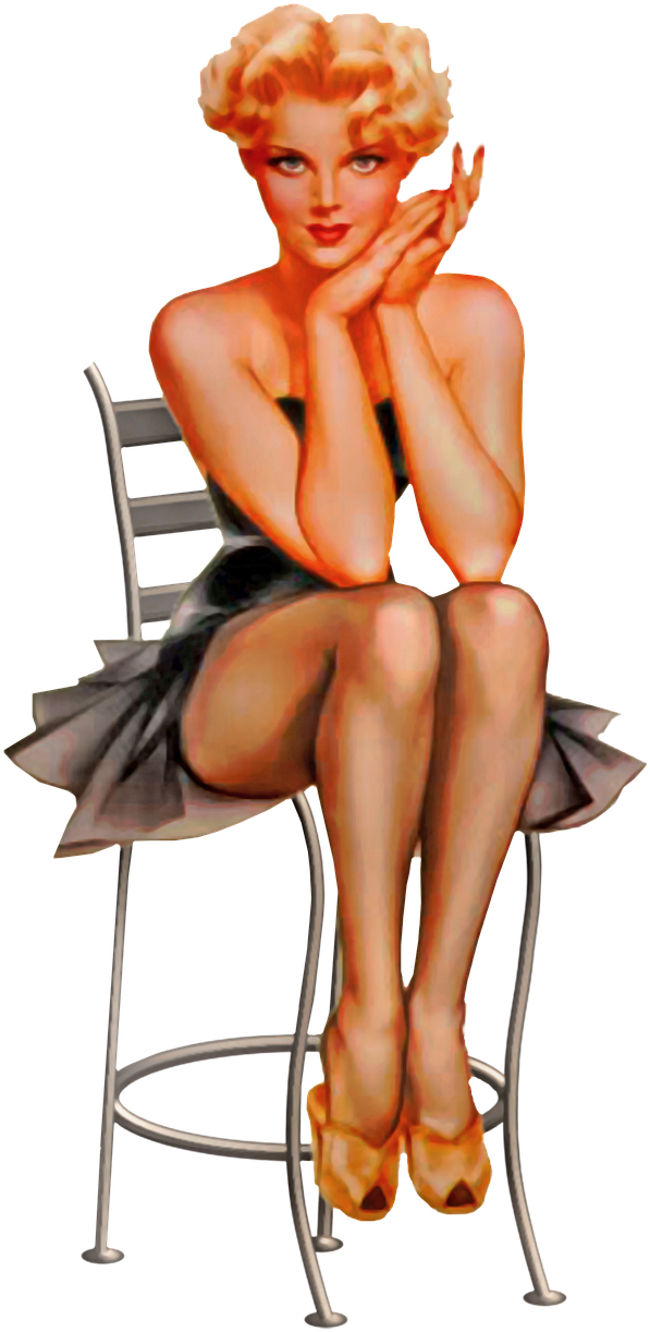 Vintage_ Pinup_ Girl_ Sitting_ On_ Chair PNG Image