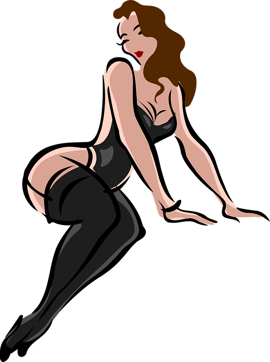 Vintage Pinup Lingerie Illustration PNG Image