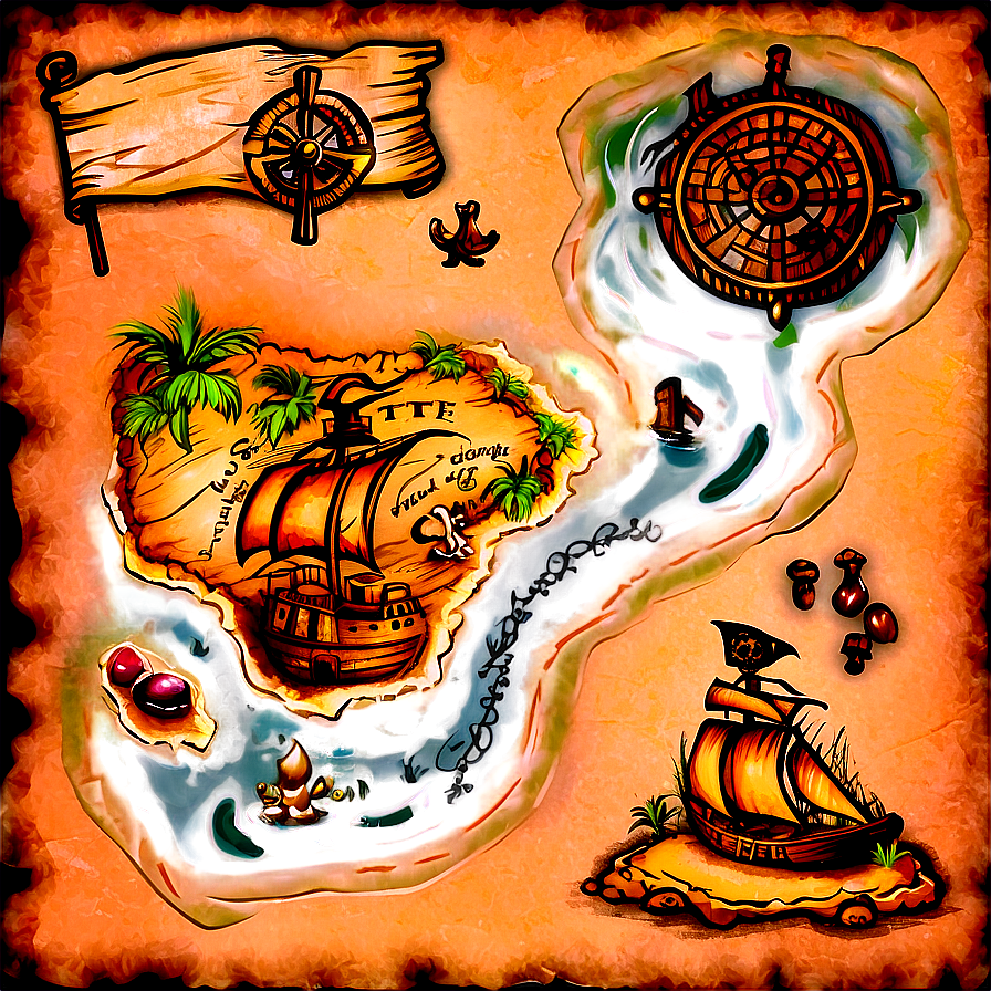 Vintage Pirate Treasure Map Png 06242024 PNG Image