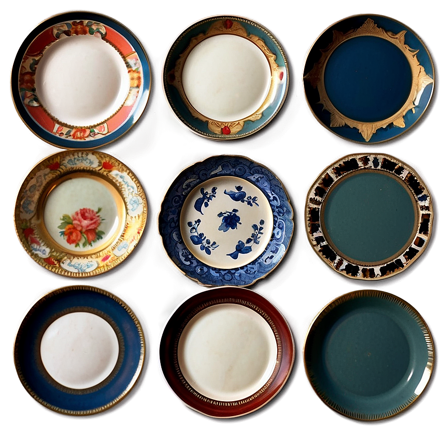 Vintage Plates Collection Png Jku PNG Image