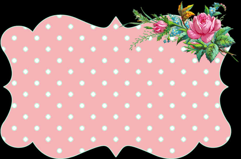 Vintage Polka Dot Floral Frame PNG Image