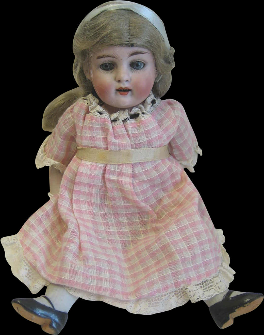 Vintage Porcelain Dollin Pink Dress PNG Image