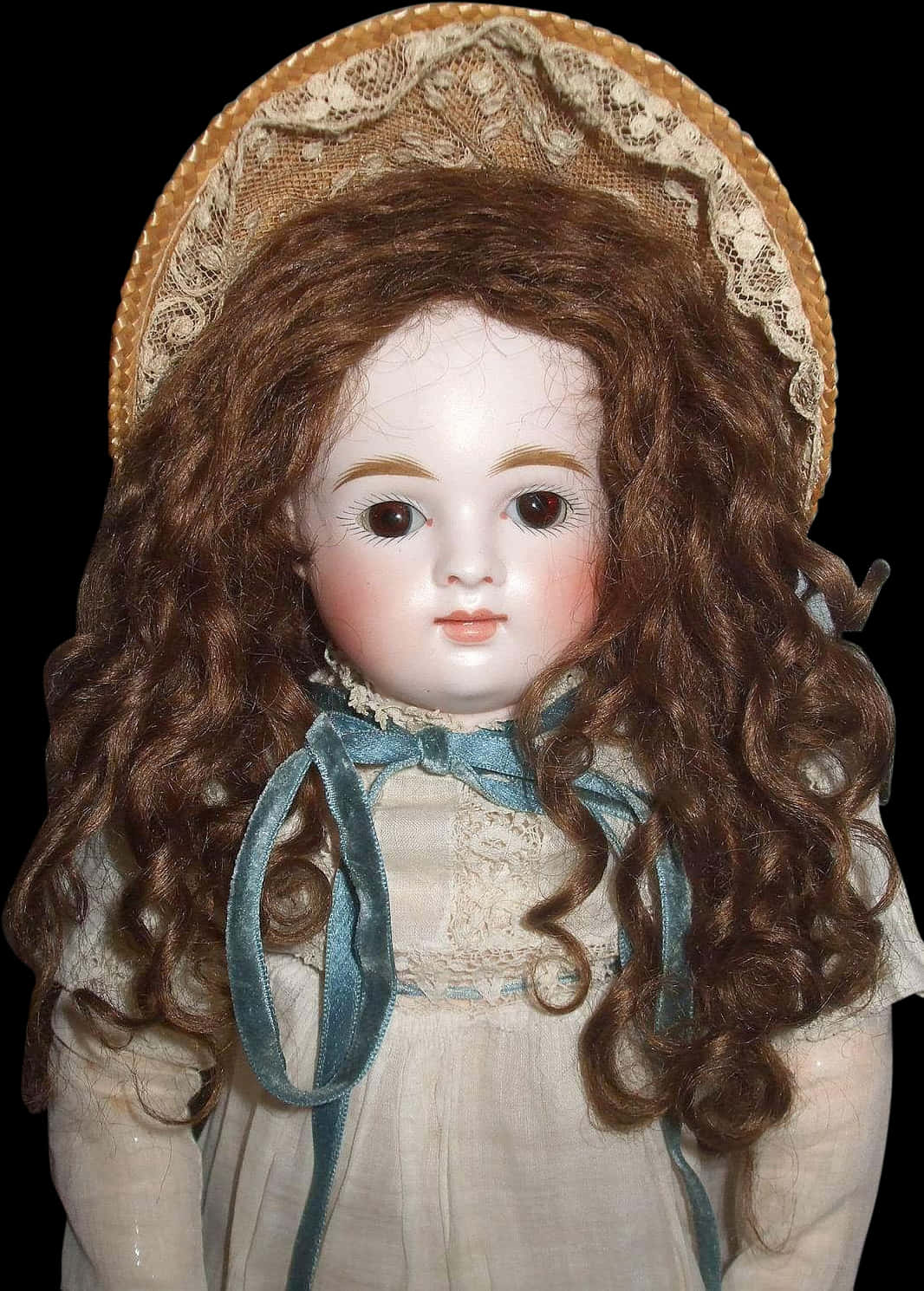 Vintage Porcelain Dollwith Bonnet PNG Image