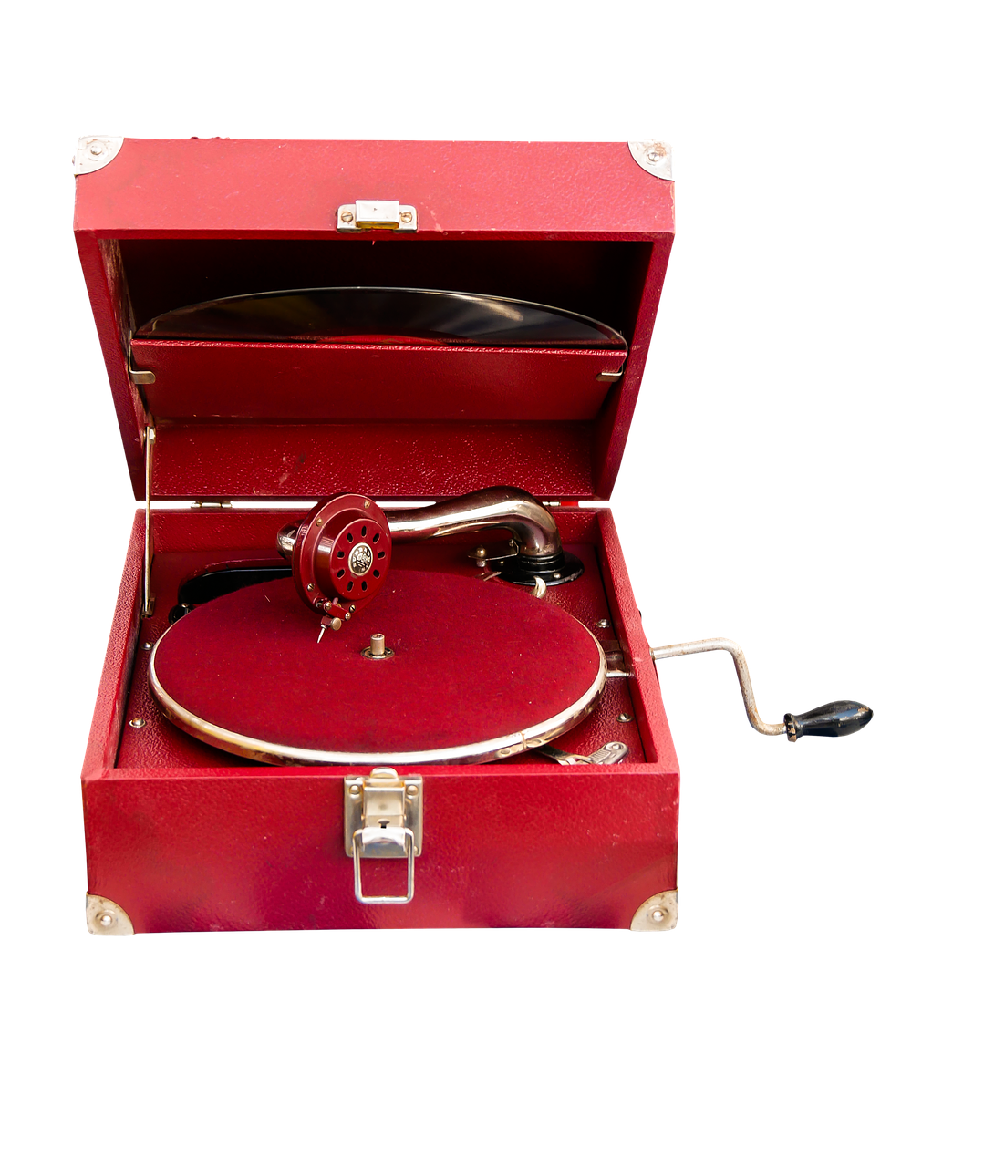 Vintage Portable Record Player PNG Image