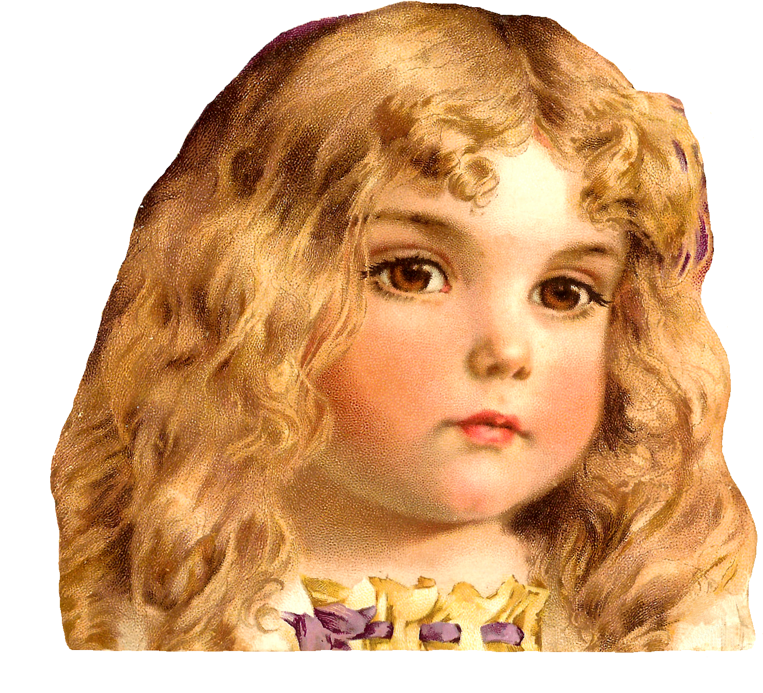 Vintage Portrait Curly Haired Child PNG Image