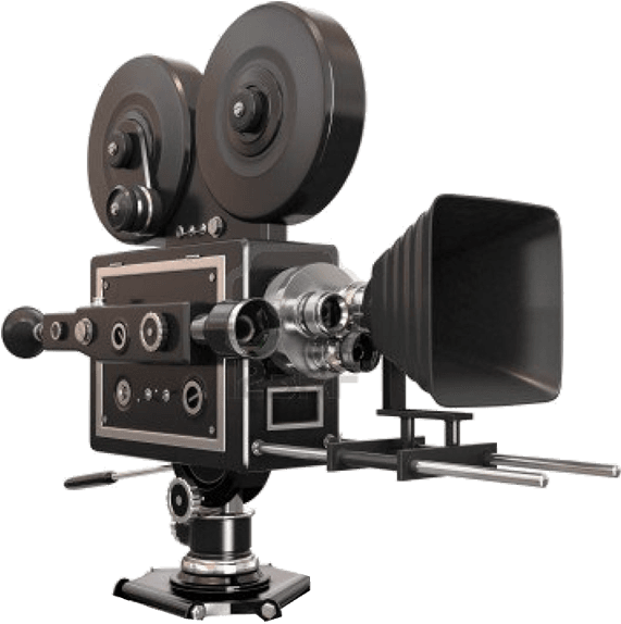 Vintage Professional Movie Camera PNG Image