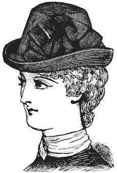 Vintage Profile Illustrationof Womanwith Hat PNG Image