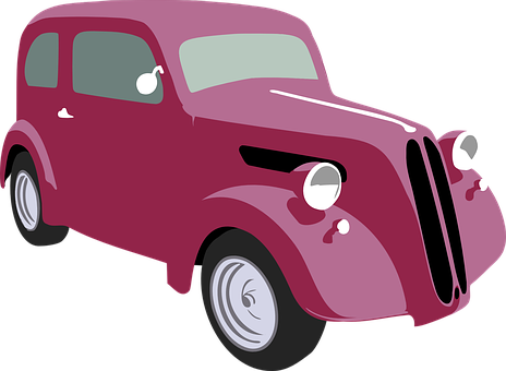 Vintage Purple Car Illustration PNG Image