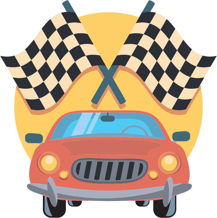 Vintage Race Car Chequered Flags PNG Image