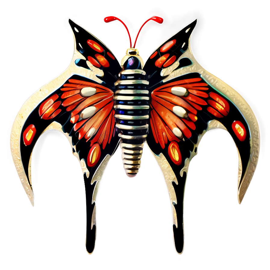 Vintage Red Butterfly Png Hqn PNG Image