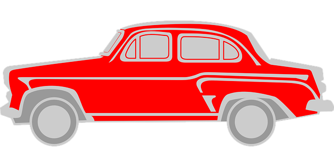 Vintage Red Car Illustration PNG Image