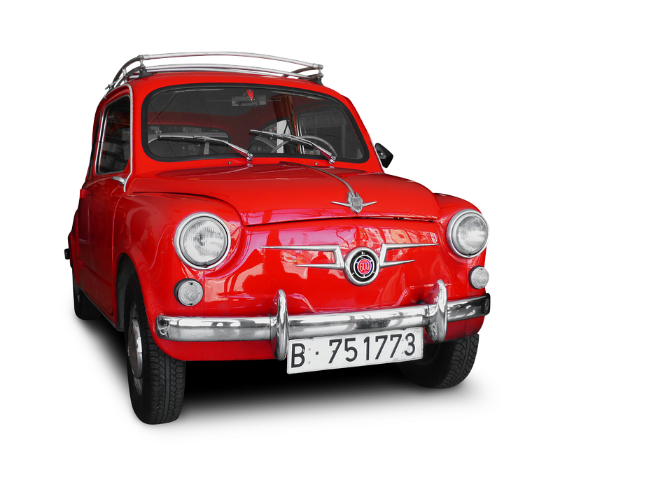 Vintage Red Car Isolated PNG Image