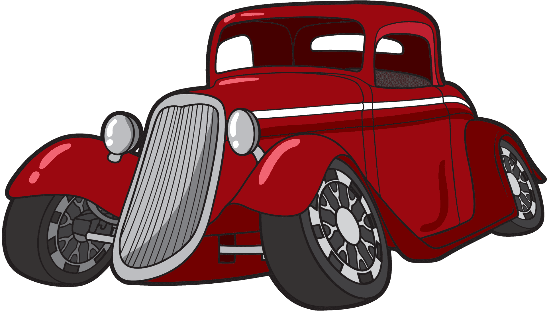 Vintage Red Hotrod Illustration PNG Image