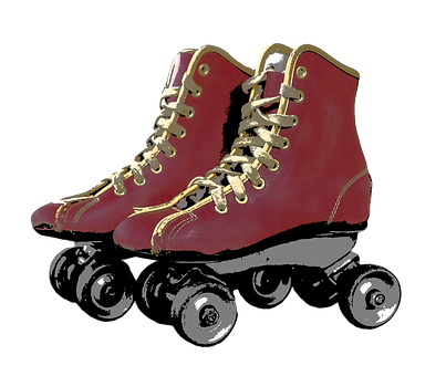 Vintage Red Roller Skates PNG Image