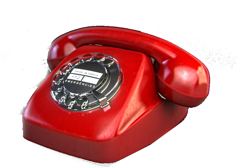 Vintage Red Rotary Phone PNG Image