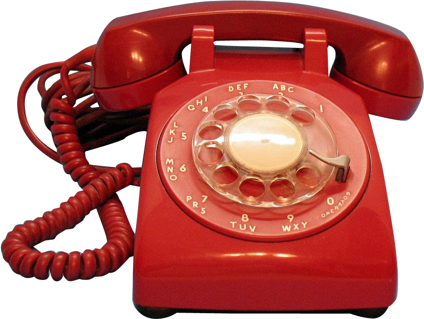 Vintage Red Rotary Phone.png PNG Image