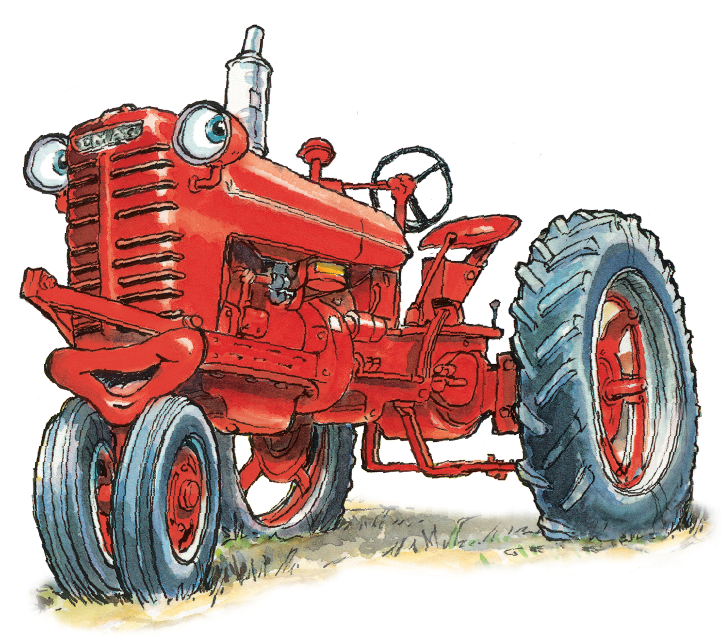 Vintage Red Tractor Illustration PNG Image