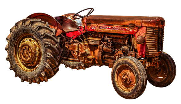 Vintage Red Tractor Isolated PNG Image