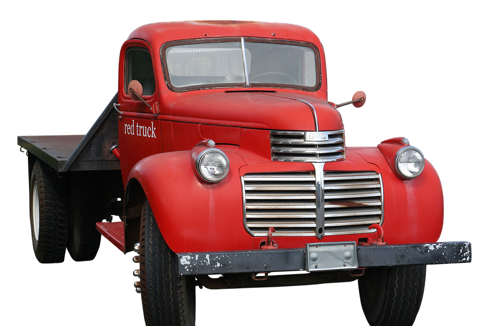 Vintage Red Truck Flatbed PNG Image