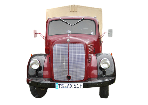 Vintage Red Truck Front View PNG Image