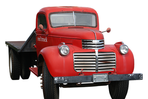 Vintage Red Truck Isolated PNG Image