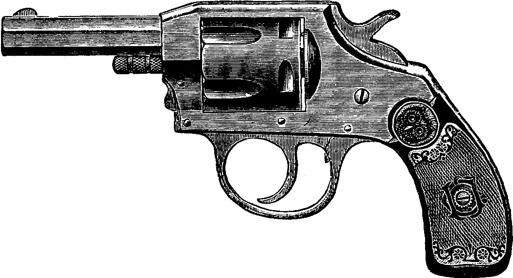 Vintage Revolver Sketch PNG Image