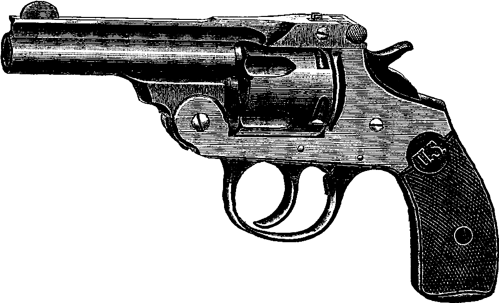 Vintage Revolver Sketch PNG Image