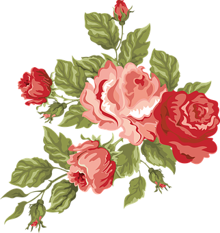 Vintage Rose Floral Design PNG Image