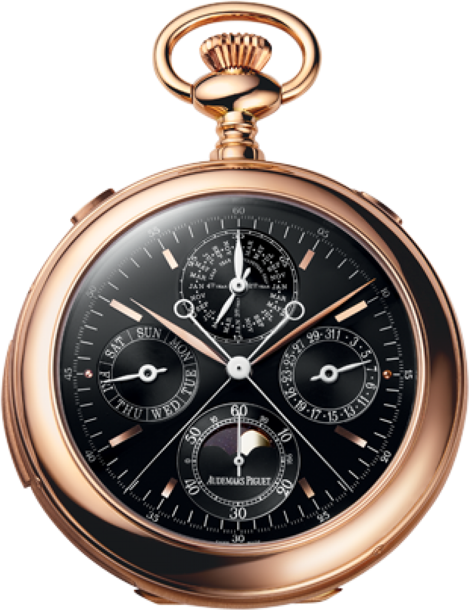 Vintage Rose Gold Pocket Watch PNG Image